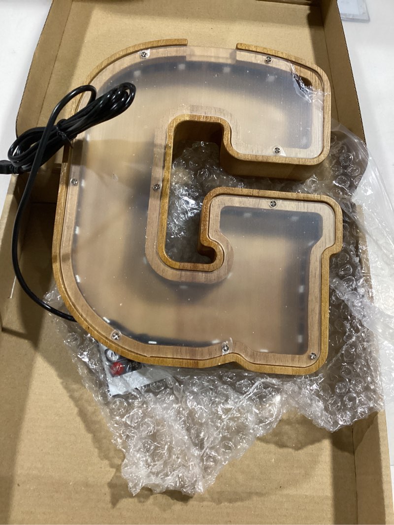 Condition photo showing Good Condition for Wooden Letter Piggy Bank 9 inch with LED Lights, A-Z Alphabet Coin Jar, Birthday Gift Saving Box, Wood Home Decoration Ornaments(P)
