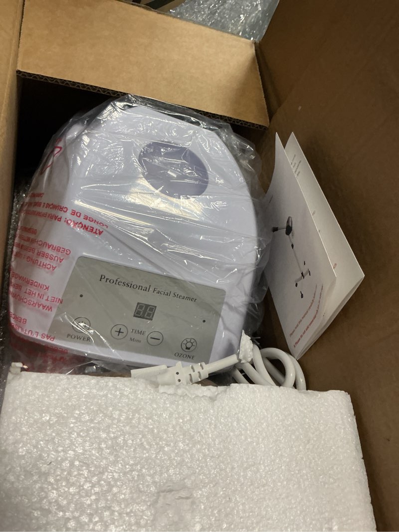 Condition photo showing Good Condition for Professional Facial Steamer, Esthetician Steamer on Wheels with Hot Mist, Stand Face Steamer for Facial Deep Cleaning, Steamer for Facial for Personal Care or Spa, Moisturizing and Hydrating, White