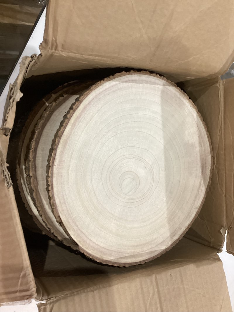 Condition photo showing Good Condition for wood slices for centerpieces, wood rounds cookies for crafts, rustic wood circles & slabs, wooden discs for tables decor-for art projects and rustic weddings (12pcs 9-10) 12pcs 9-10 inch
