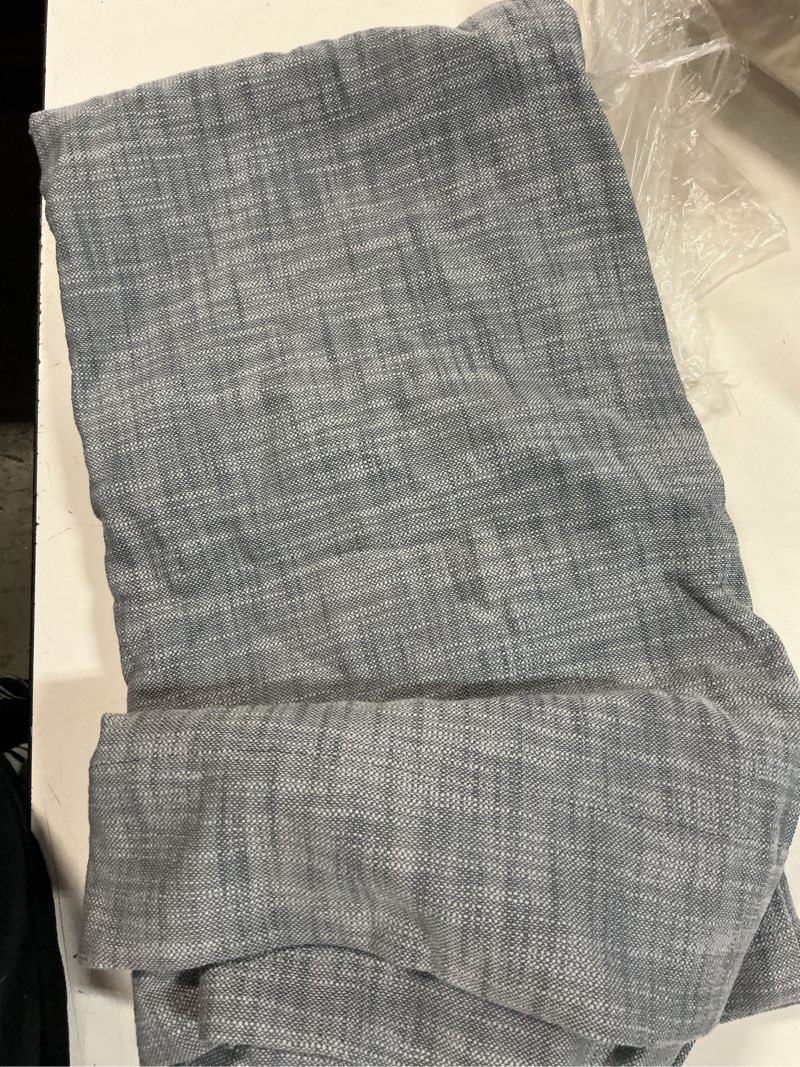 Condition photo showing New/Like New for quince textured cotton room darkening curtain blue 48x96 in