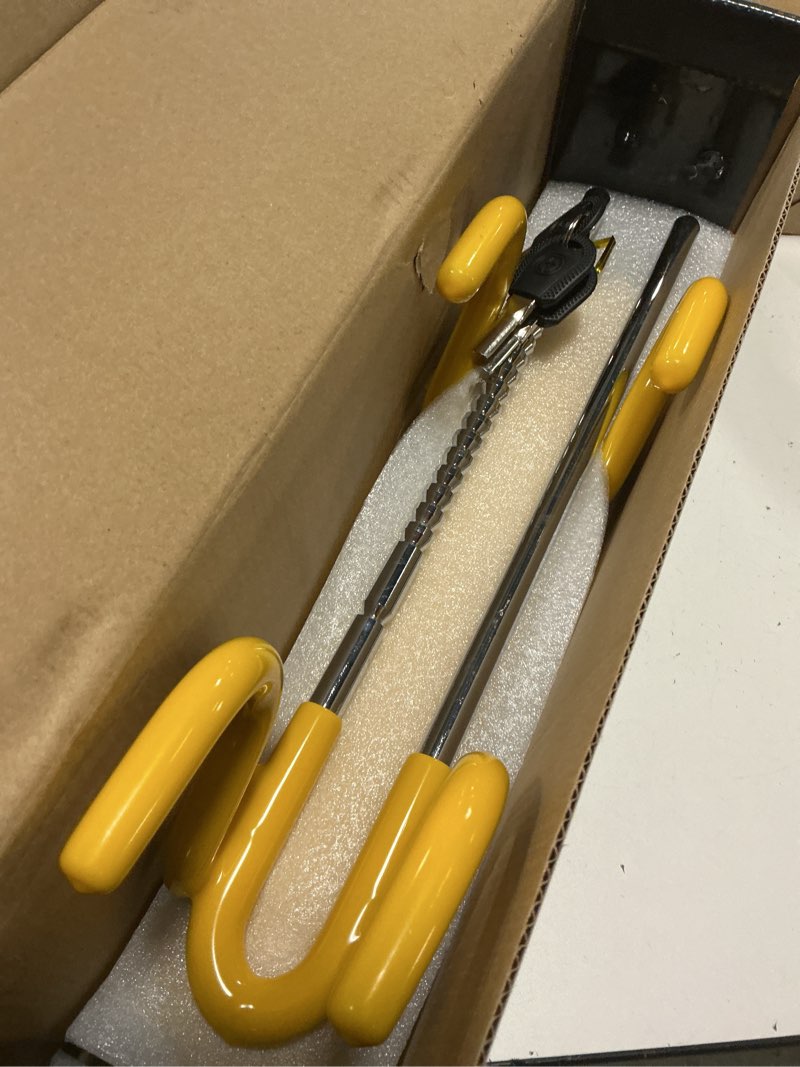 Condition photo showing New/Like New for tevlaphee steering wheel lock - heavy duty antitheft device and car security lock with adjustable locking and 3 keys - great vehicle and truck deterrent (yellow)