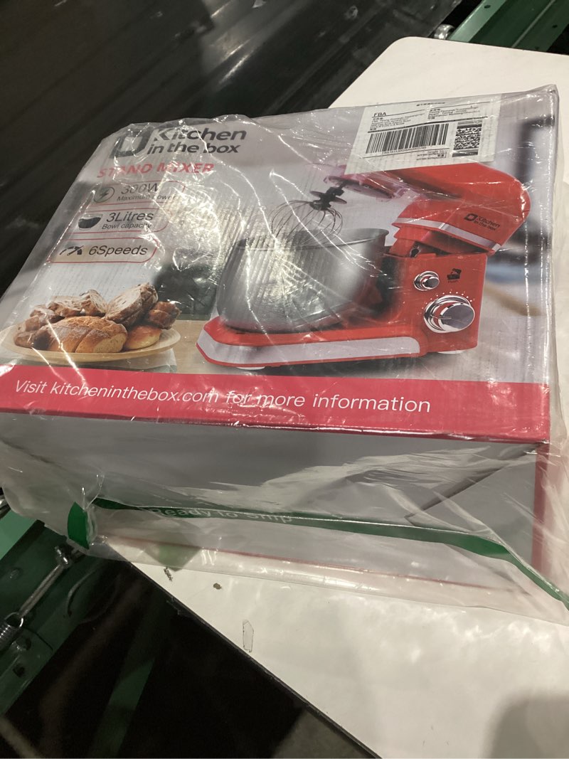 Condition photo showing New/Like New for Kitchen in the box Stand Mixer,3.2Qt Small Electric Food Mixer,6 Speeds Portable Lightweight Kitchen Mixer for Daily Use with Egg Whisk,Dough Hook,Flat Beater (Purplish-red)