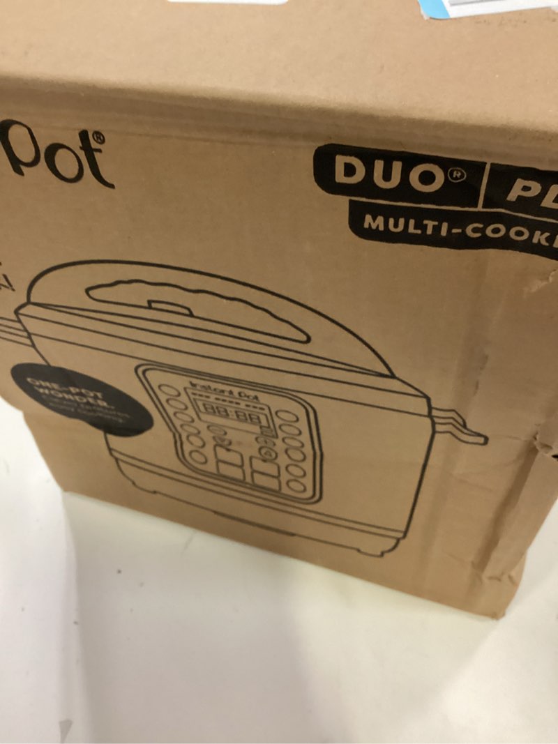Condition photo showing New/Like New for instant pot duo plus 9-in-1 multicooker, pressure cooker, slow cook, rice maker, steamer, sauté, yogurt, warmer & sterilizer, includes app with over 800 recipes, stainless steel, 6 quarts