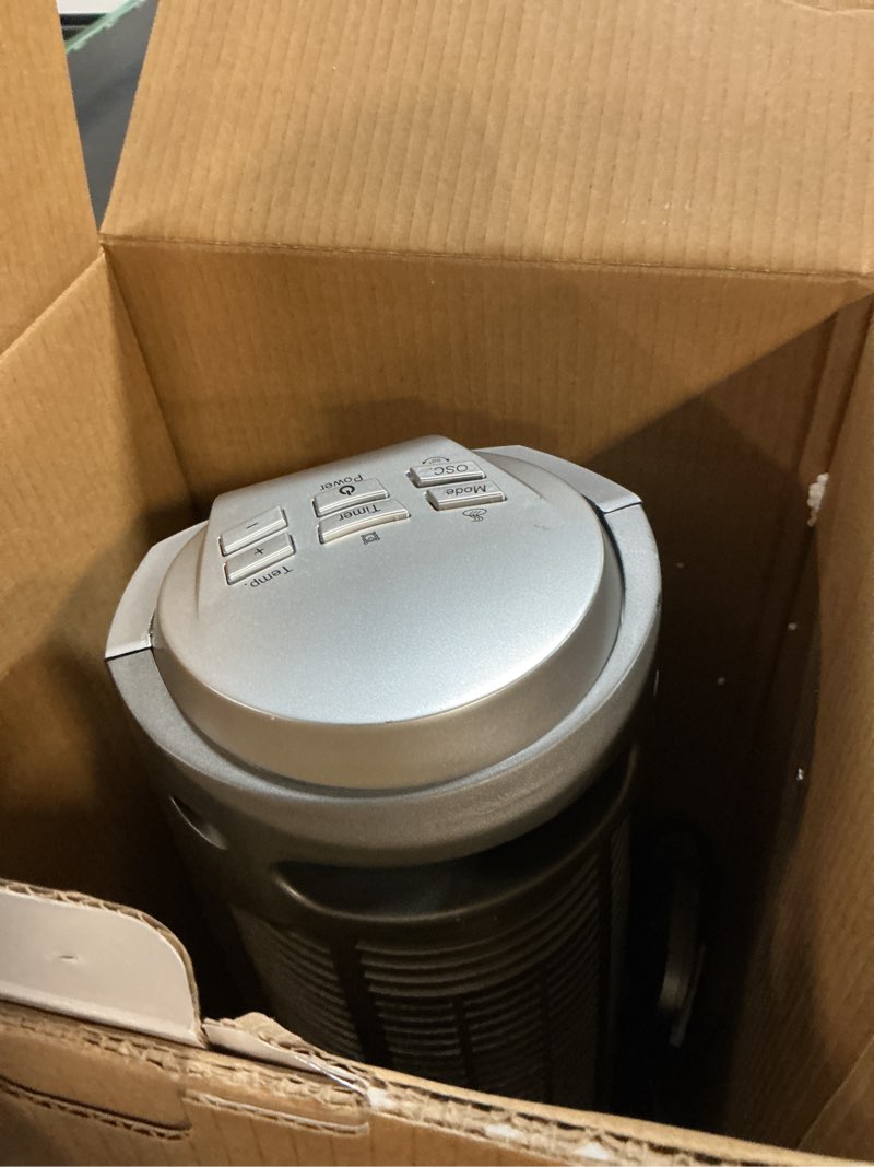 Condition photo showing As Is for Comfort Zone 1500W Oscillating Ceramic Tower Space Heater – Portable Electric Heater, Digital Display, Remote Control, 80° Oscillation & 12H Timer – Tip-Over & Overheat Protection for Home & Bedroom