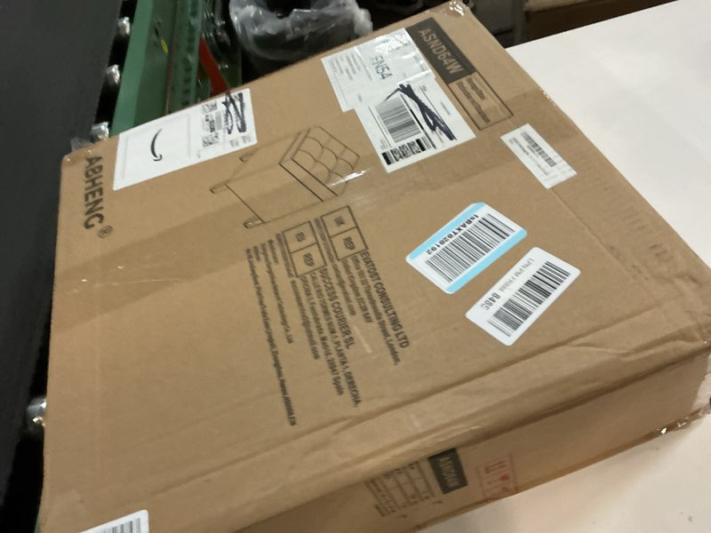 Condition photo showing New/Like New for 17.7 inches Velvet turfed Ottomans Cube with Storage, Metal-Framed Square Linen Storage Ottoman Foot Rest Stool Holds 770 LB for Dorm Living Room Bedroom White UASND64W Velvet-white 17.7" D x 17.7" W x 17.7" H