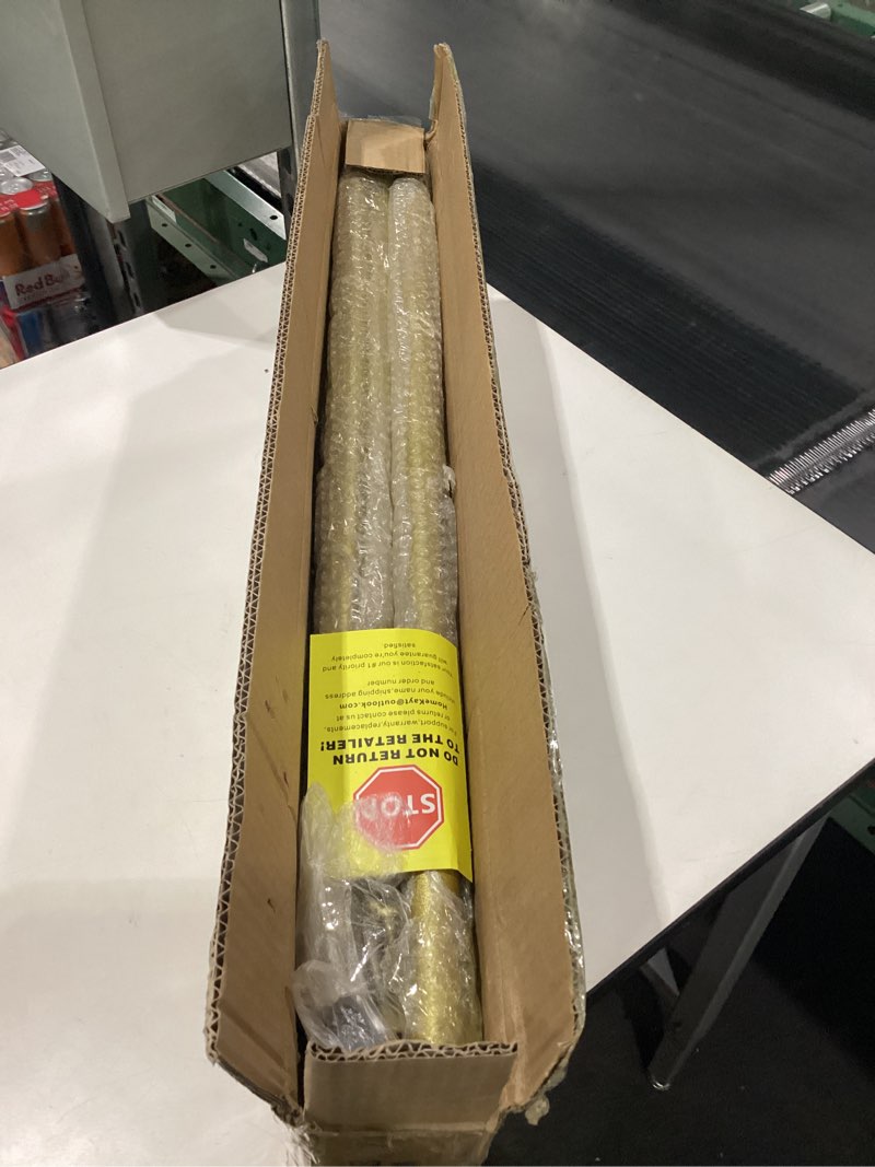 Condition photo showing Good Condition for Industrial Pipe Clothing Rack, Heavy Duty Metal Clothes Rack With Wheels, Rolling Garment Rack with Bottom Shelf for Home Boutique Use (Gold) Gold 46.9“L