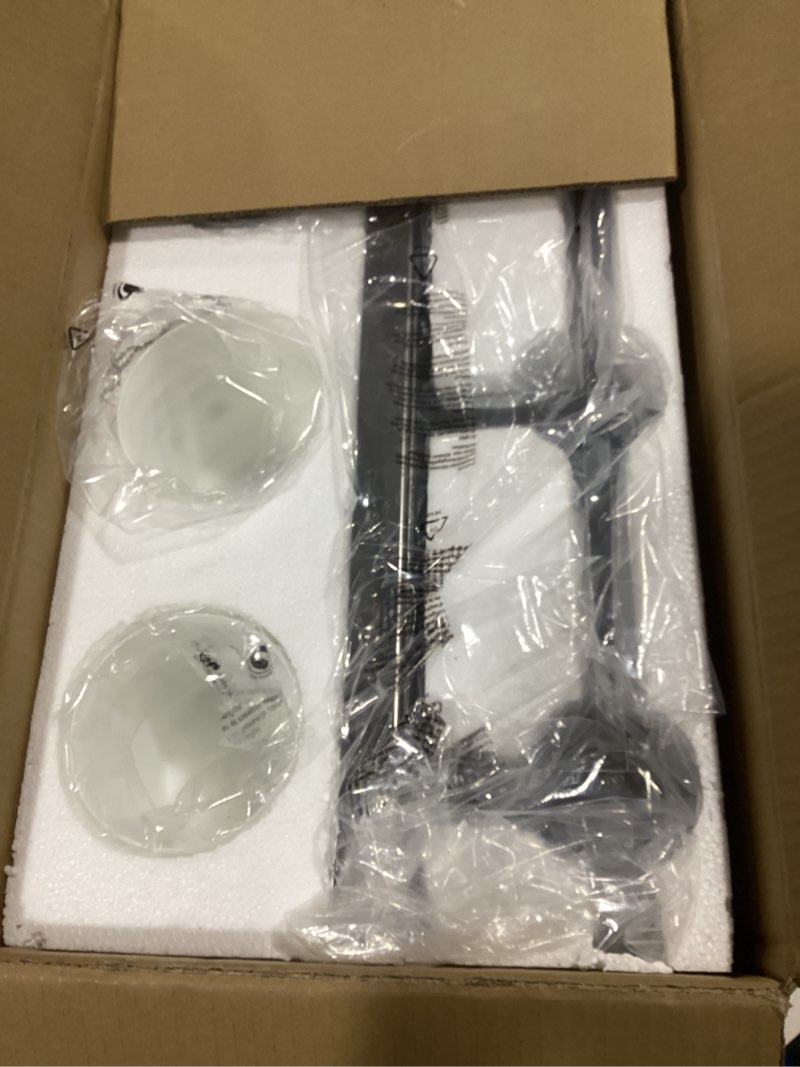 Condition photo showing Good Condition for 3 Light Modern Bathroom Light Fixtures Over Mirror, Chrome Vanity Lights for Bathroom Wall Sconces with Milky White Glass Shades, E26 Socket (Bulbs Not Included) Chrome - Milky White Glass Shades 3-Lights