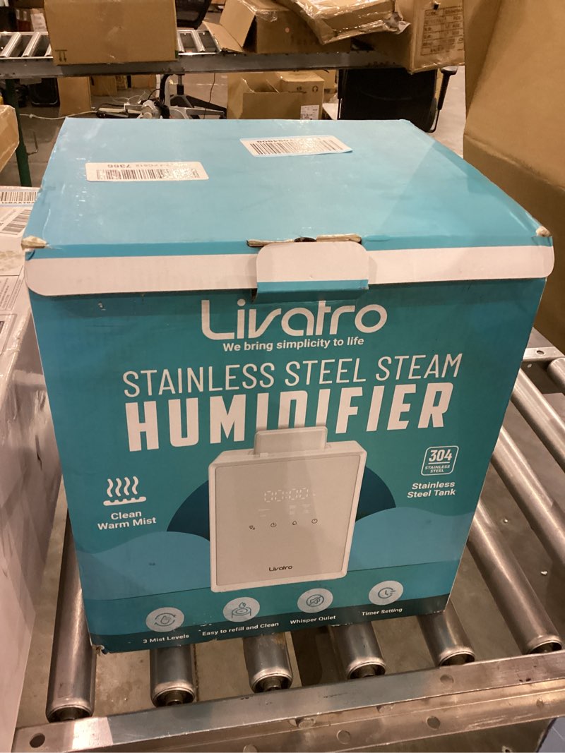 Condition photo showing As Is for 3L Stainless Steel Warm Mist Humidifier with Easy Clean and Warm Steam Function, Healthy Air Mist Humidifiers for Bedroom Living Room, with Sleep Mode and Auto-off Setting