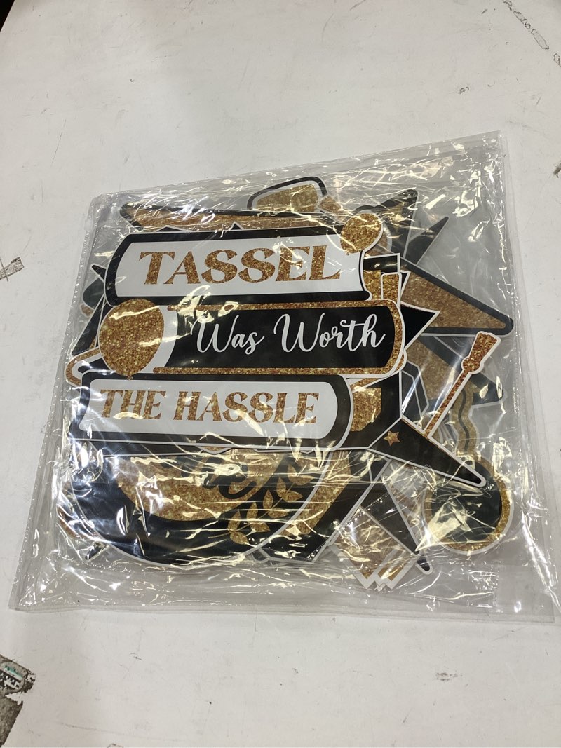 Condition photo showing New/Like New for gersoniel 4 pcs 2026 graduation party decorations congrats grad table centerpiece 32 inch graduation cake topper black and gold centerpieces for tables diy photo props