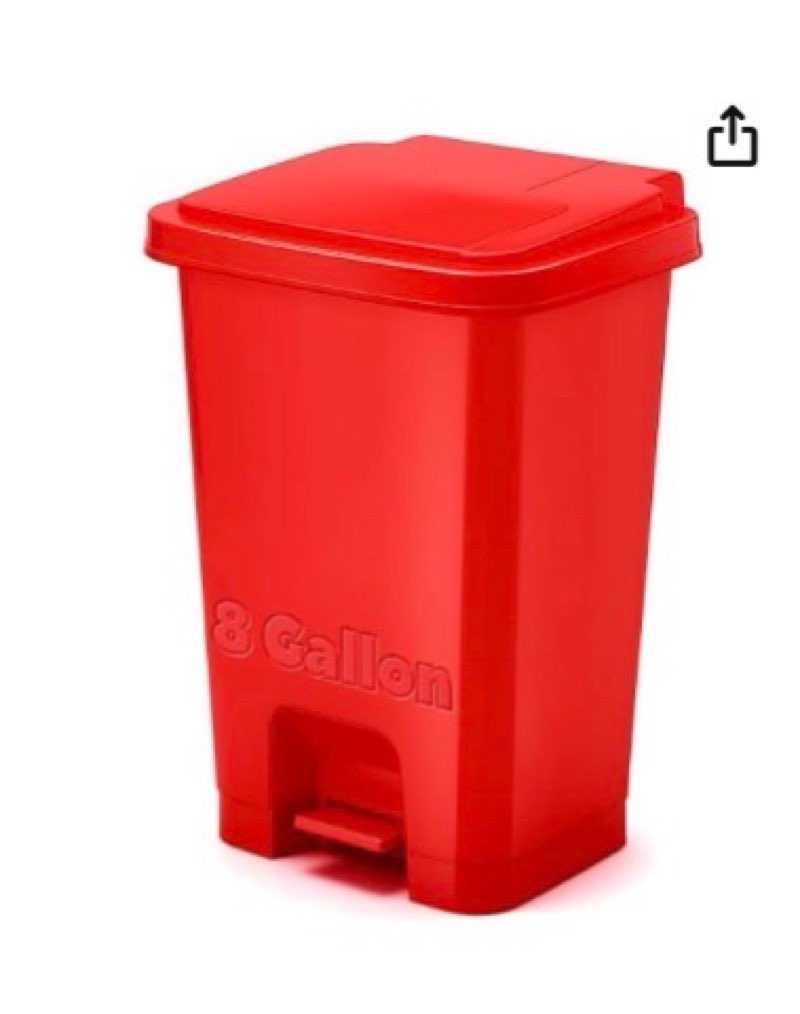 Yiyiring 1pcs Red Step on Trash Can Hands-Free Waste Bin with Odor Control Lid Touchless Sanitary Us