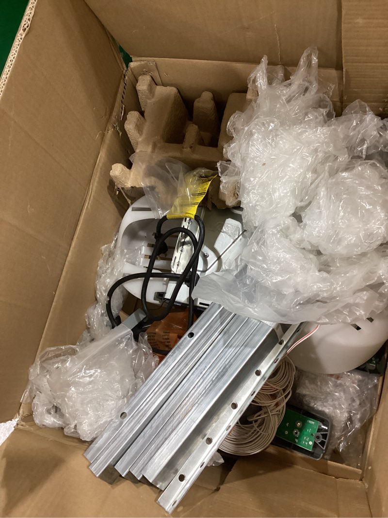 Condition photo showing As Is for chamberlain 1/2 hp belt drive smart garage door opener with battery backup, 1-bulb lighting, and myq connectivity b3000 garage door opener