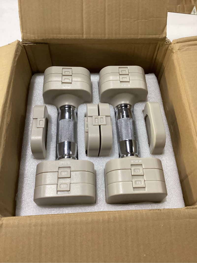 Condition photo showing New/Like New for hezeyferg 22lbs adjustable dumbbells set, adjustable weight dumbbells with 4 levels 4.4lb, 6.6lb, 8.8lb, 11lb, hand weights sets for women/men home gym full body workout black