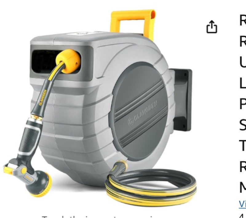 Retractable Garden Hose Reel 5/8 in x 65 ft, 2025 Upgraded Dual Ratchet Lock UV & Freeze Protection Brass Seal Slow Retraction Anti-Tangle Hose 180°Swivel Reinforced Scaffold Wall Mount