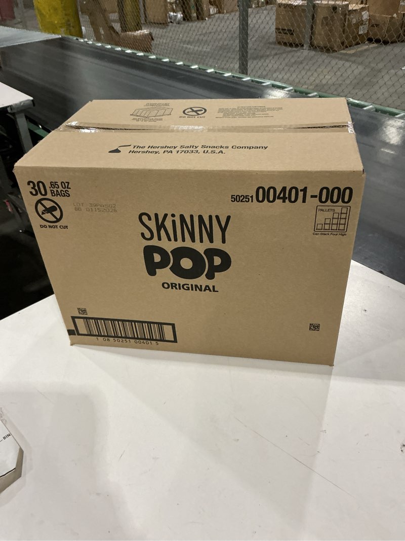 Condition photo showing New/Like New for SkinnyPop Popcorn, Original, Whole Grain, Dairy-Free Snack, 0.65oz Bags (30ct) Original 0.65 Ounce (Pack of 30)