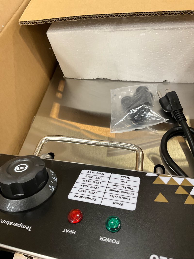 Condition photo showing New/Like New for electric deep fryer 10l/10.5qt stainless steel single tank commercial fryer with basket, 1700w 110v countertop deep fryer for home kitchen and restaurant use with oil thermometer & temperature control 81