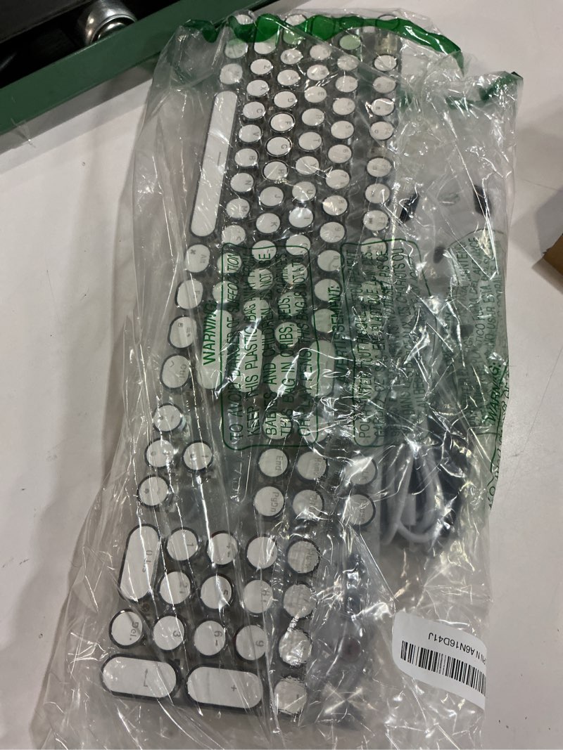 Condition photo showing As Is for EWEADN Wired Typewriterkeyboard and Mouse Combo, Typewriter Style Mechanical Gaming Keyboard,104 Keys Backlit LED Keyboards, Media Control Knob, Wired Keyboard Pink Switch for Windows/Mac/PC-White