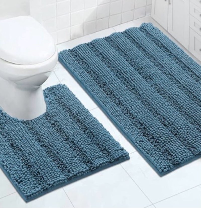 turquoize chenille bathroom rugs set non-slip bath mats for bathroom super absorbent shaggy rugs for tub shower toilet bath rug plus u contour rug (oversized 2’5x 1’8)