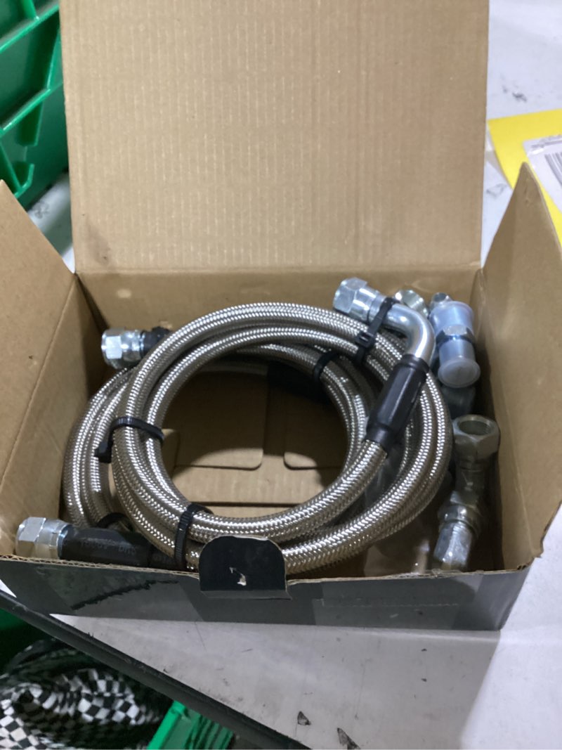 Condition photo showing New/Like New for 6an 52" transmission fluid oil cooler hose line kit for gm chevy ford gmc buick cadillac cars and trucks stainless steel braided ptfe hose 52inch
