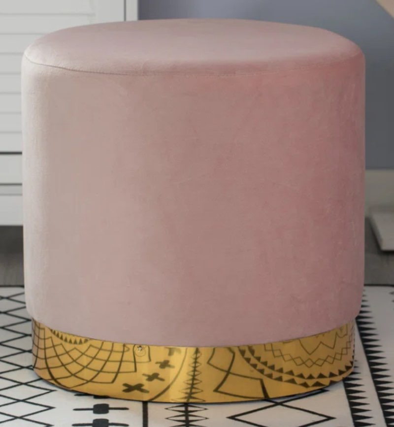 Nayli 15.75'' Wide Velvet Round Standard Ottoman Body Fabric: Pink