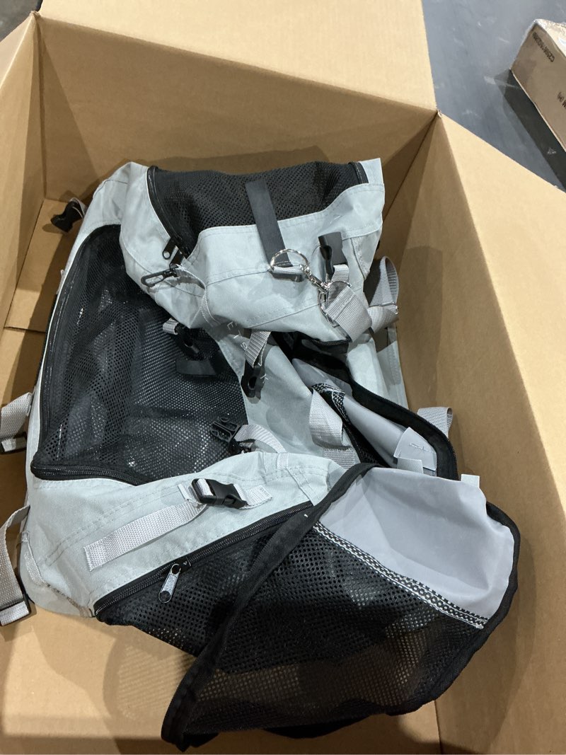Condition photo showing Good Condition for extra large cat carrier soft sided, portable small dog carrier for 2 cats, 24"x16.5"x16" car travel folding comfortable design with bowl, grey