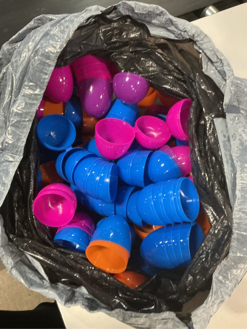 Condition photo showing As Is for 200pcs pre-filled easter eggs with toys, easter basket stuffers, bulk filled plastic egg party favors, easter egg hunt prizes toys for kids classroom gift toddler goodie bag stuffers easter eggs 200