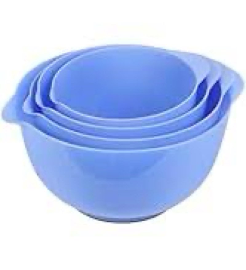 boxedhome nesting plastic mixing bowl set with pour spouts and handles - non slip bottom, bpa free m