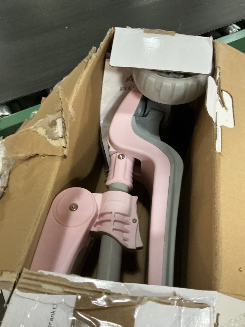 Condition photo showing Good Condition for kids scooter with seat, 2 in 1 kick toddler scooter with led light-up wheels and light up deck, 4 adjustable heights, lean to steer, 3 wheels scooter suitable for boys & girls ages 2-8 years light pink