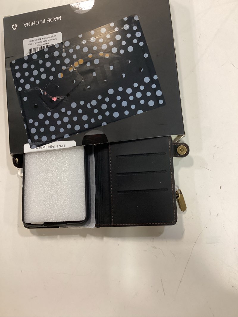 Condition photo showing New/Like New for defencase for samsung galaxy s22+/plus wallet case with card holder, black | durable pu leather, with rfid blocking zipper pocket, wrist strap, s22 plus flip phone cases cover with stand for women men elegant black