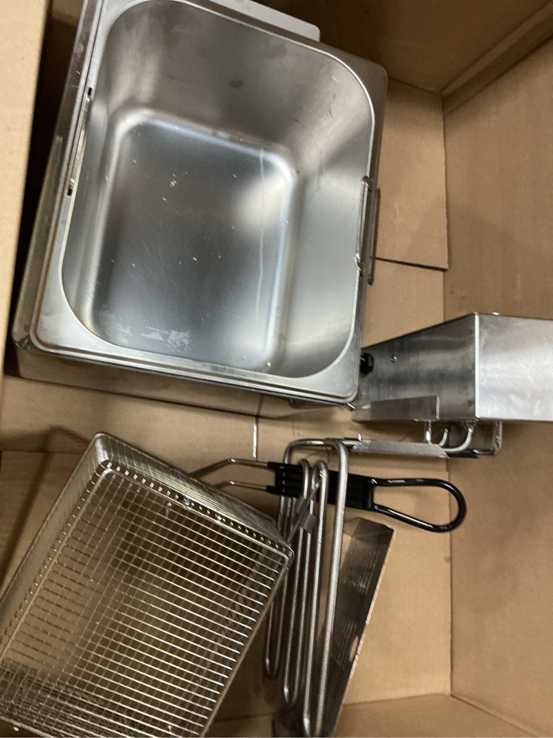 Condition photo showing As Is for commercial deep fryer 10.56qt countertop fryers 1.0mm thickened stainless steel 1700w electric immersion deep fryer with basket adjustable temperature for home kitchen restaurant 10.56 qt