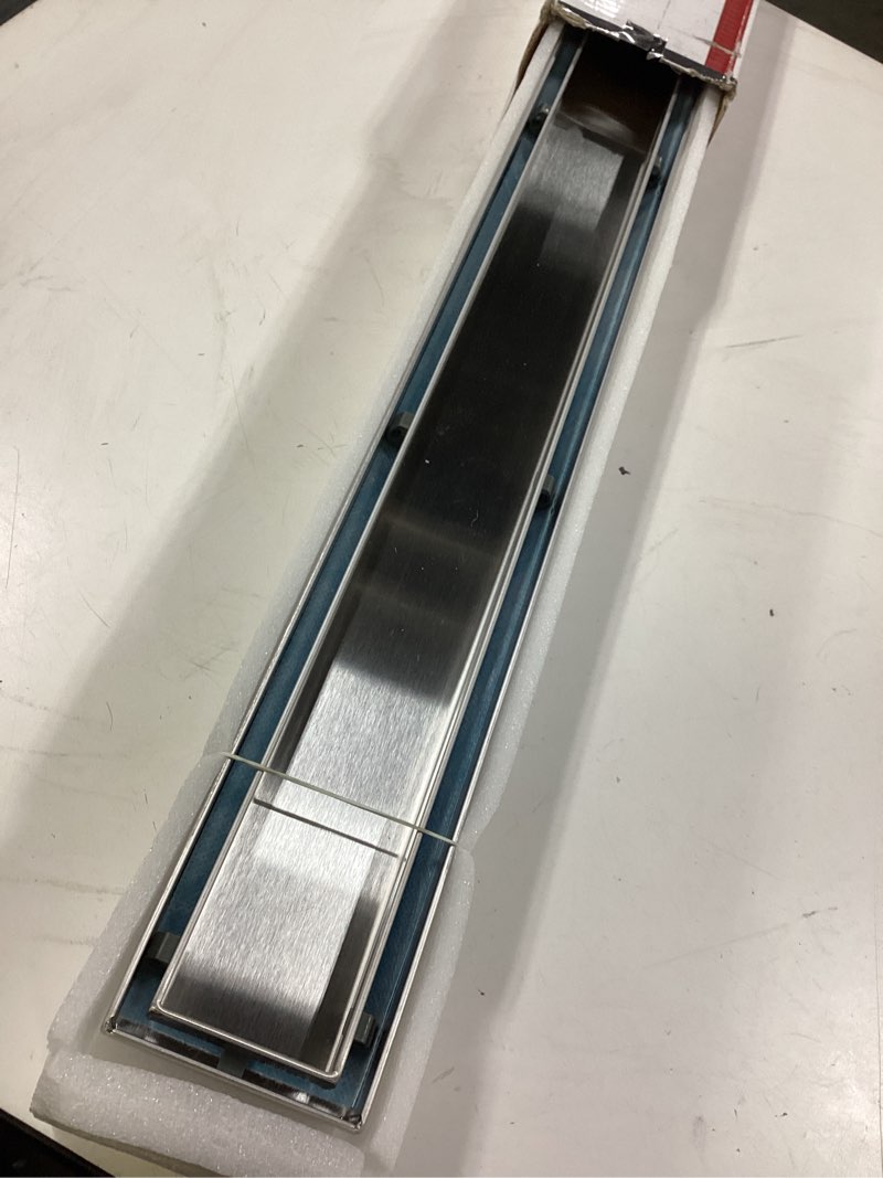 Condition photo showing Good Condition for Neodrain 40-Inch Linear Shower Drain with Tile Insert Grate, Brushed 304 Stainless Steel Rectangle Shower Floor Drain, Linear Drain with Leveling Feet, Hair Strainer Brushed 40 IN