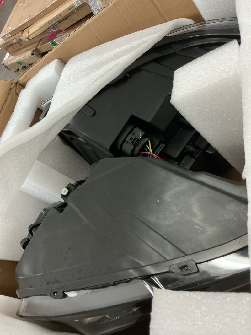 Condition photo showing As Is for headlights assembly compatible with ram 1500 2500 3500 2013 2014 2015 2016 2017 2018 w/drl driver passenger side headlamps black