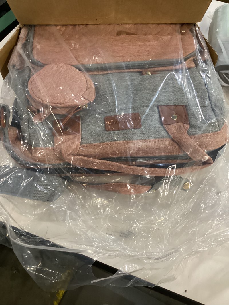 Condition photo showing Good Condition for Jeryswet Baby Diaper Bags with Changing Station, Waterproof Large Capacity Diaper Bag Backpack for Moms Dads with USB Charging Port and Stroller Straps, Baby Shower Gifts, Pink-Grey Grey-pink