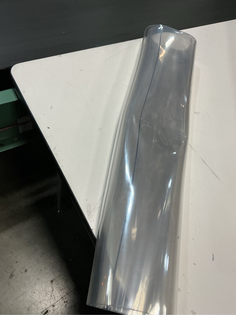 Condition photo showing As Is for Clear PVC Table Cover Protector for Dining Kitchen Wood Furniture Glass Grain Top Protection - Transparent Plastic Rectangular Vinyl Tablecloth for Birthday Wedding Party 30x78 Clear 30" x 78"