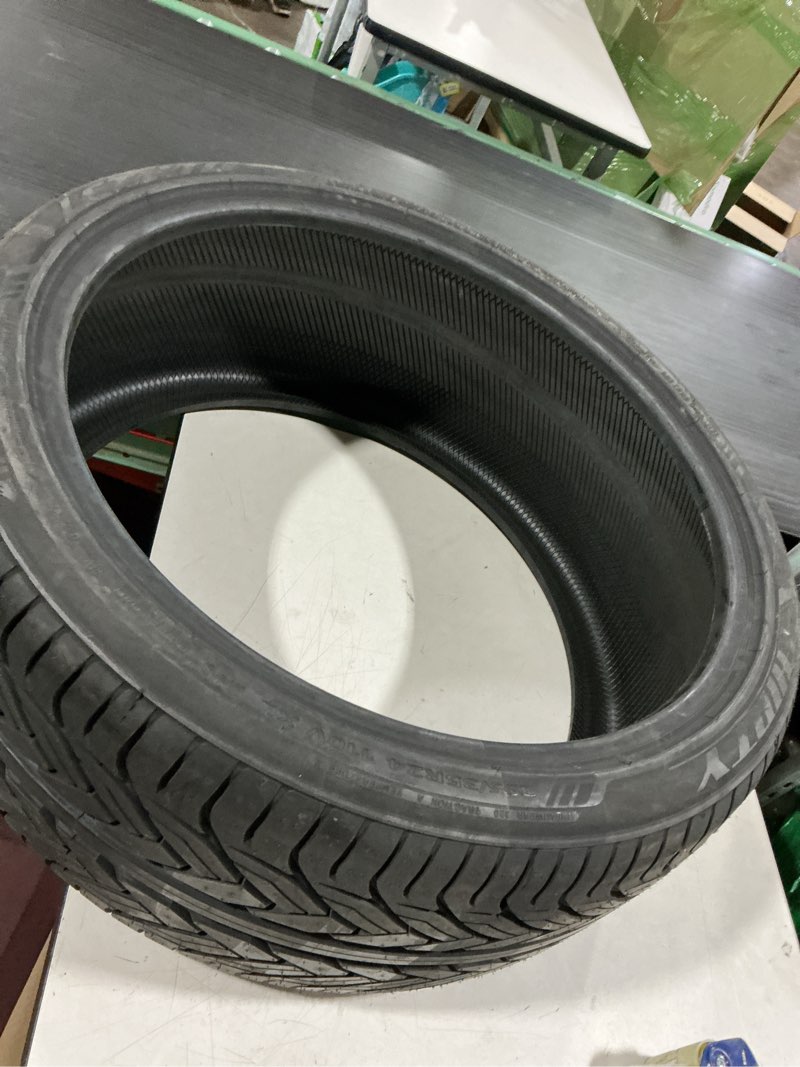 Condition photo showing As Is for fullway hp108 performance radial passenger car tire, 4-ply, black bsw profile, xl load, 110v, all season, 295/35r24, 295/35/24, 295/35-24, utqg 380aa