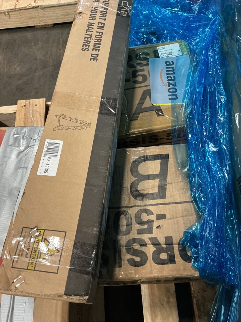 Condition photo showing Good Condition for (pick up 3 box)cap 150 lb rubber coated hex dumbbell hand weight set with vertical storage rack