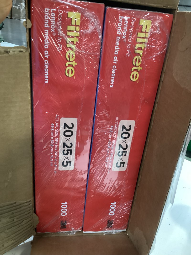 Condition photo showing Good Condition for filtrete 20x25x5 air filter merv 11, mpr 1000 micro allergen defense 2-pack, fits lennox, ac furnace hvac filters for home, pleated electrostatic (actual size 19.63 x 24.75 x 4.31 in)