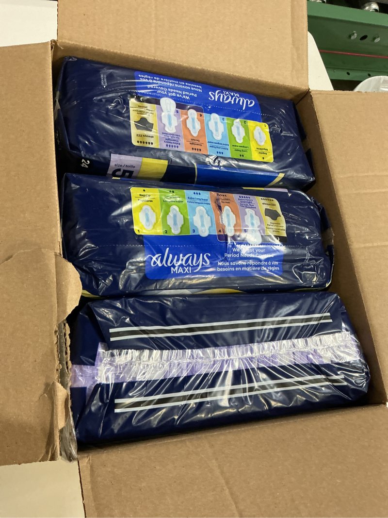 Condition photo showing Good Condition for Always Maxi Overnight Pads with Wings, Size 5, Extra Heavy Overnight, Unscented, 72 Count Size 5 72.0