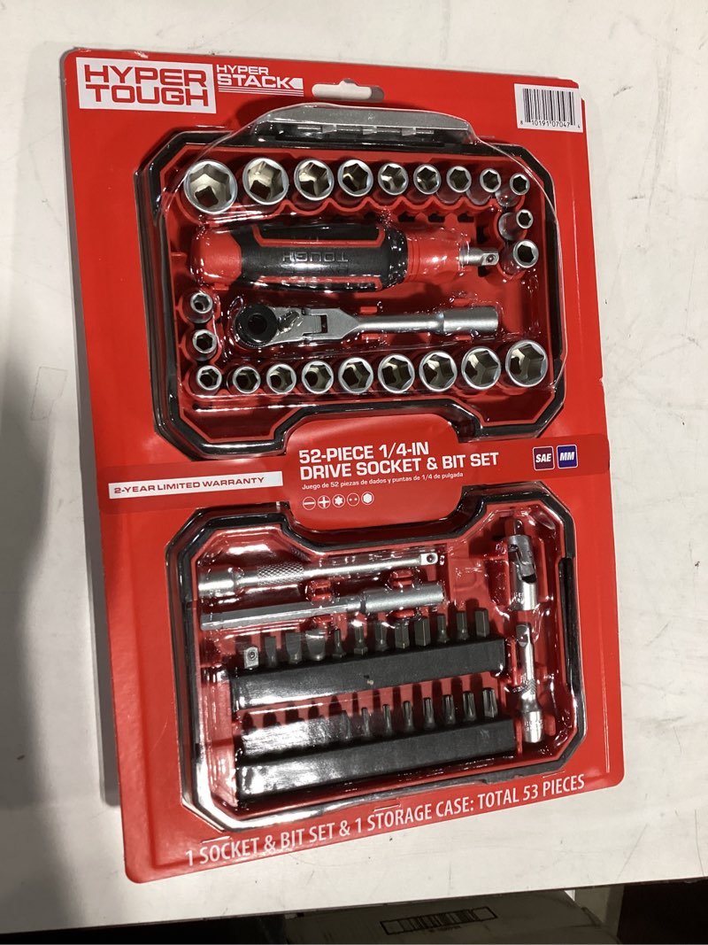 Condition photo showing Good Condition for hyper tough 1/4-inch drive ratchet and socket set, sae and metric, 50 pieces