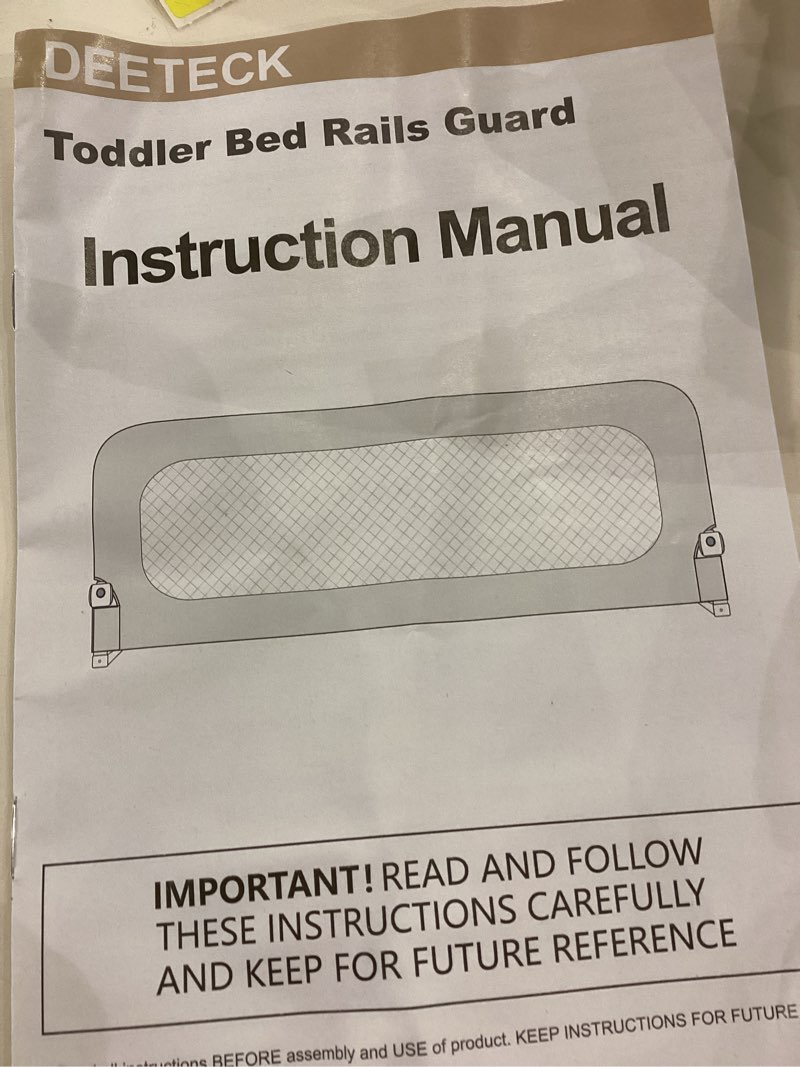 Deeteck Bed Guard Rail for Toddlers - 32" Adjustable Heights & Folding up Portable Bed Railing for B