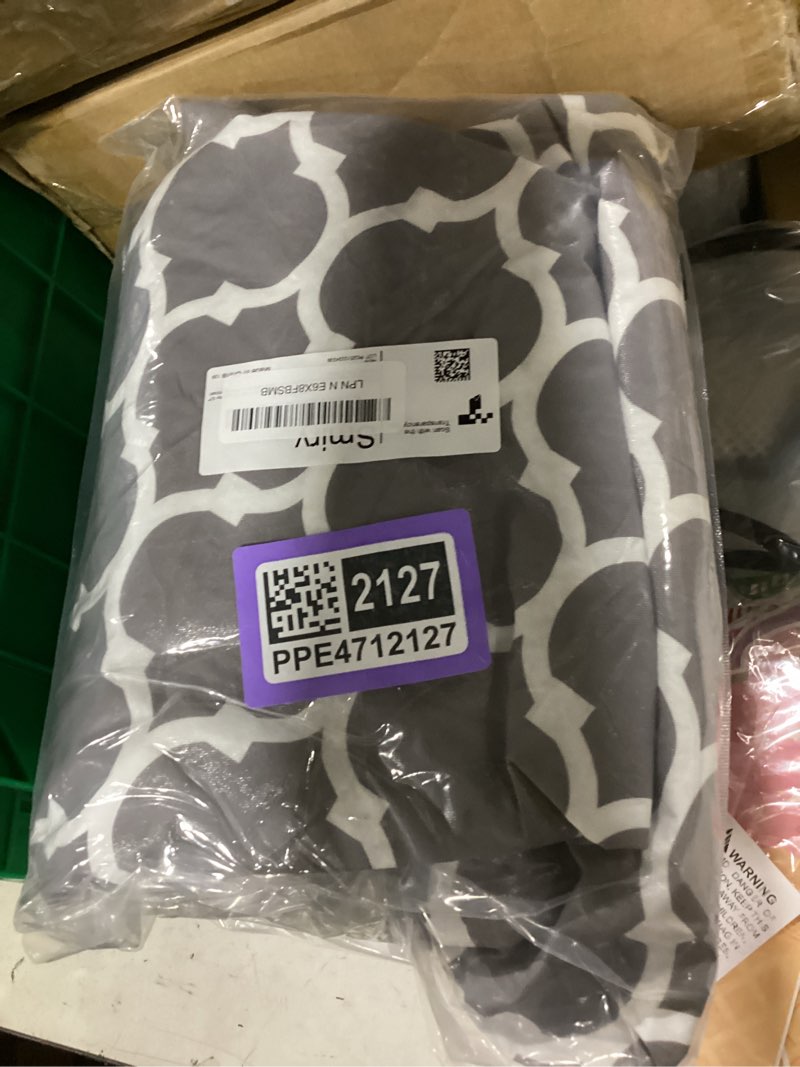 Condition photo showing New/Like New for smiry round picnic tablecloth, waterproof elastic fitted table covers for 57" - 68" tables, wipeable flannel backed vinyl tablecloths for camping, indoor, outdoor, grey & white grey & white for up to 57"-68" round
