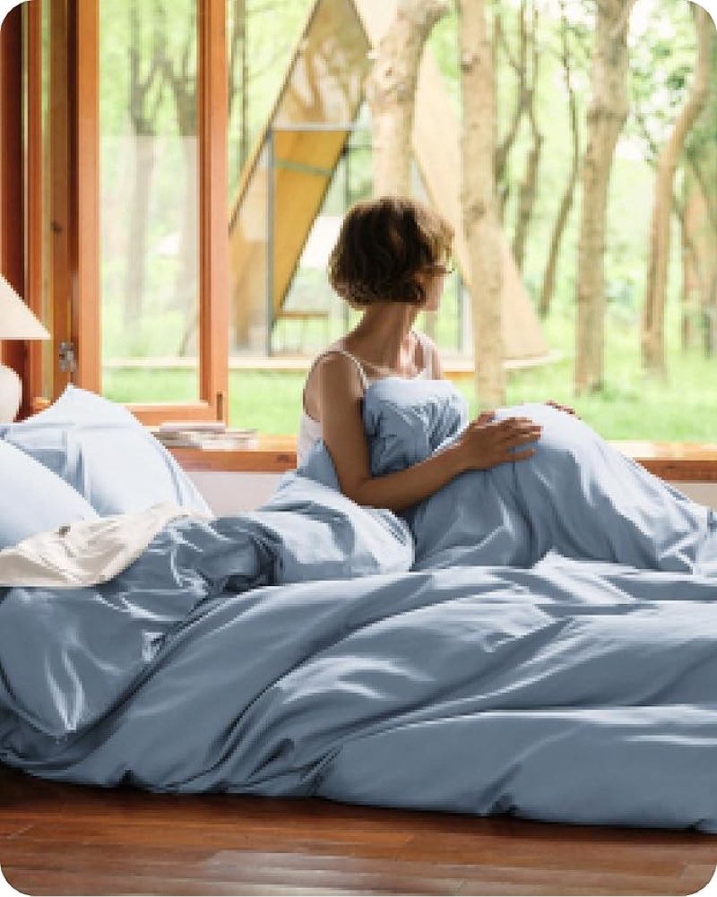 bedsure cotton duvet cover king size, cotton & rayon derived from bamboo blend duvet cover set for h