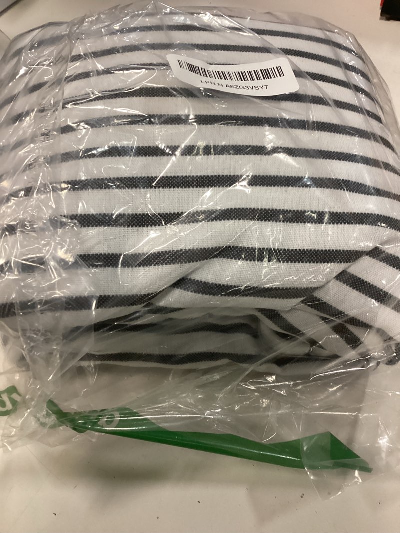 Condition photo showing New/Like New for Farmhouse Shower Curtain Linen Button Woven Fabric Country Rustic Western, Pleated Black Stripe 72" W x 72" L Button-black Stripe 72"W x 72"L