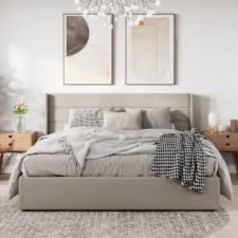 Braya Hydraulic Lift Up Storage Upholstered Platform Bed
