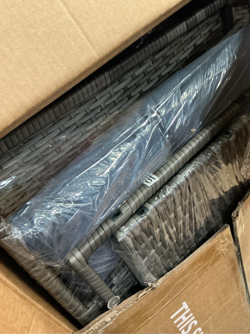 Condition photo showing Good Condition for (pick up 2 box) wisteria lane patio furniture set, wicker outside outdoor furniture for all weather, patio sofa with high backrest support and wide armrest for backyard, balcony, deck, porch, navy blue navy blue 4