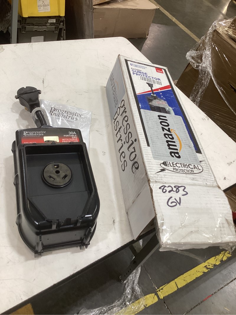 Condition photo showing As Is for progressive industries ems-pt30x portable rv surge protector, black, 30 amp 30 amp ems portable