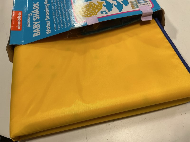 Condition photo showing Good Condition for baby shark water drawing mat by horizon group usa, includes reusable 40-inch water drawing mat, refillable water brush & pens, stencils, mess-free water art for toddlers, age 3+ baby shark water mat