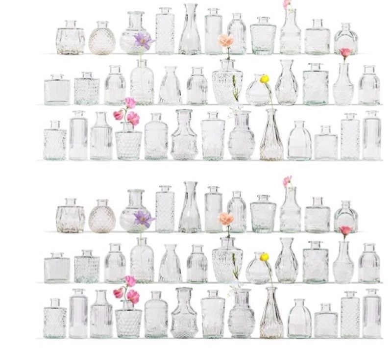 yabool 72 pcs bud vase set, vases for centerpieces, cute glass bud vases in bulk, small vases for fl
