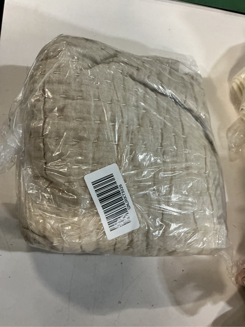 Condition photo showing Good Condition for european linen cotton stitch sham set, king, natural