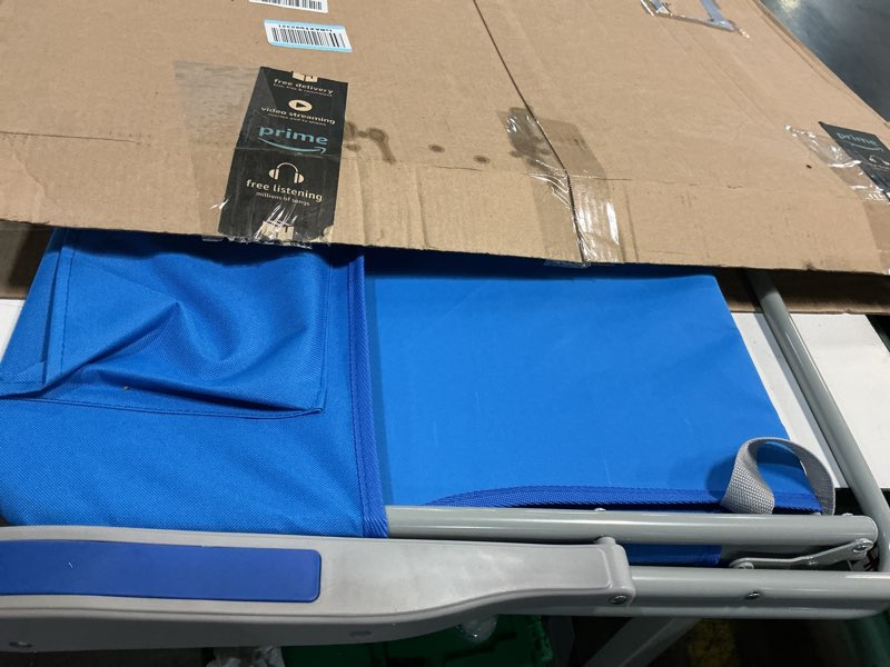 Condition photo showing As Is for ( similar) deluxe xl tall 17 inches high seat beach chair for adults heavy duty, aluminum frame, wide plus size, 300 lb capacity