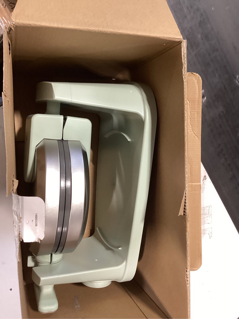 Condition photo showing Good Condition for martha stewart rotating waffle maker, 180° flip iron with pfas-free nonstick plates, adjustable timer, ready light, drip tray, space saving, classic round 7”, easy to clean, stainless steel, honeydew honeydew green